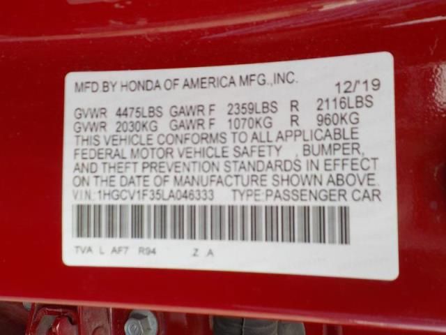 2020 HONDA ACCORD SPORT 1HGCV1F35LA046333