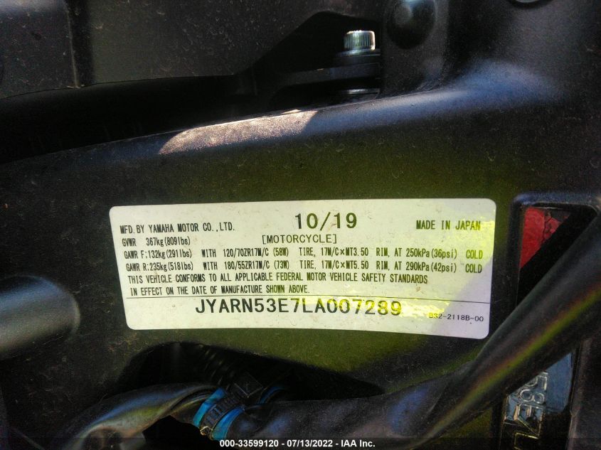 2020 YAMAHA MT09 JYARN53E7LA007289