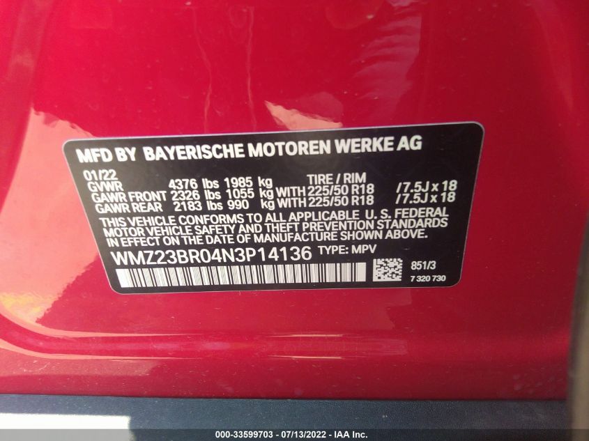 2022 MINI COUNTRYMAN COOPER WMZ23BR04N3P14136