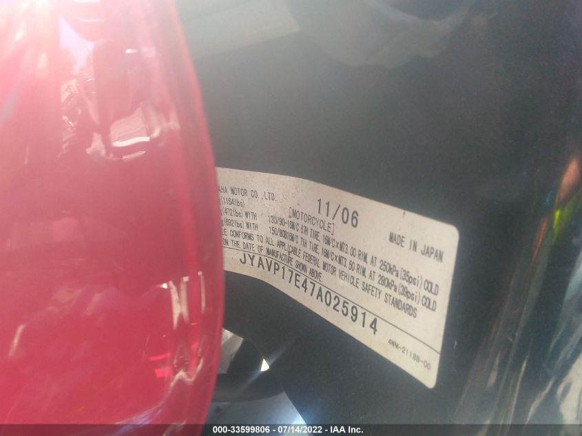 2007 YAMAHA XV1700 A JYAVP17E47A025914