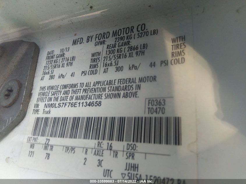 2014 FORD TRANSIT CONNECT XLT NM0LS7F76E1134658