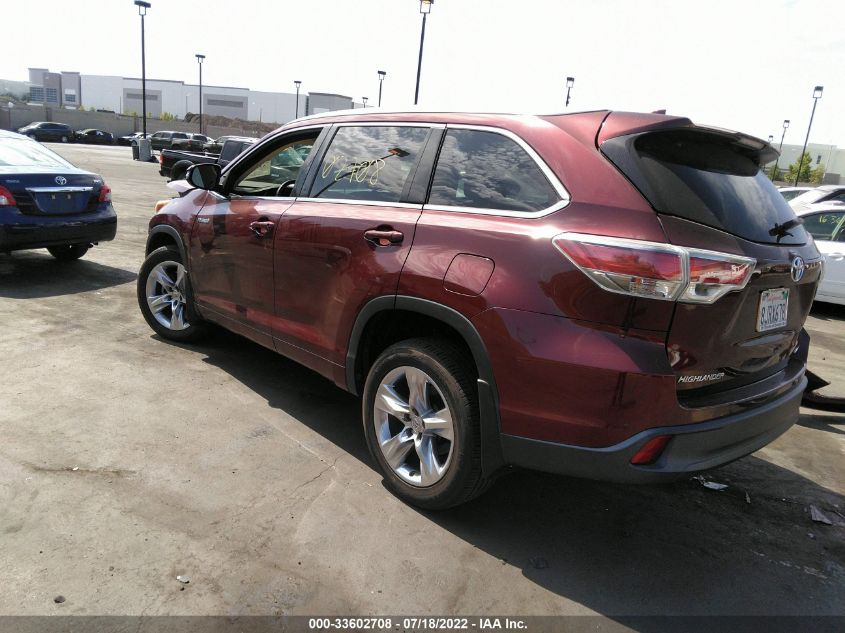 2014 TOYOTA HIGHLANDER HYBRID LIMITED 5TDDCRFH9ES006961
