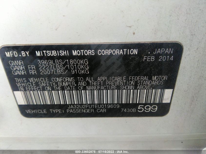2014 MITSUBISHI LANCER ES JA32U2FU1EU019609