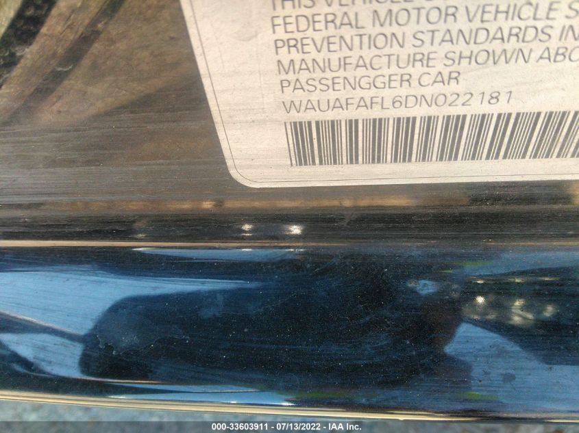 2013 AUDI A4 PREMIUM WAUAFAFL6DN022181