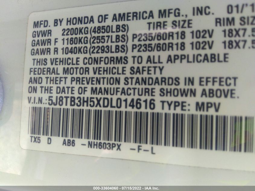 2013 ACURA RDX TECH PKG 5J8TB3H5XDL014616