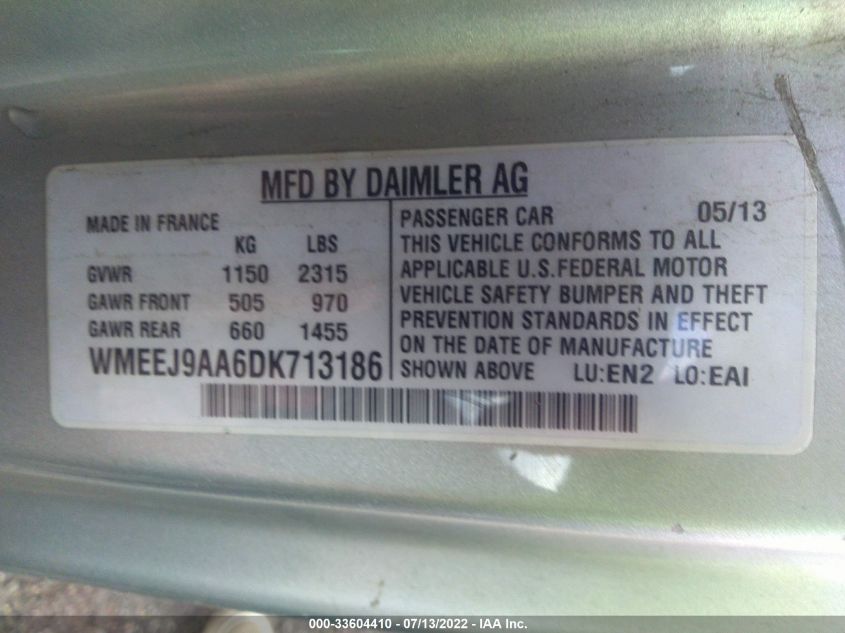 2013 SMART FORTWO ELECTRIC DRIVE ELECTRIC WMEEJ9AA6DK713186
