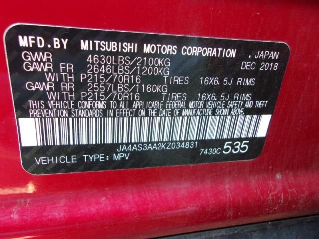 2019 MITSUBISHI ECLIPSE CROSS ES JA4AS3AA2KZ034831