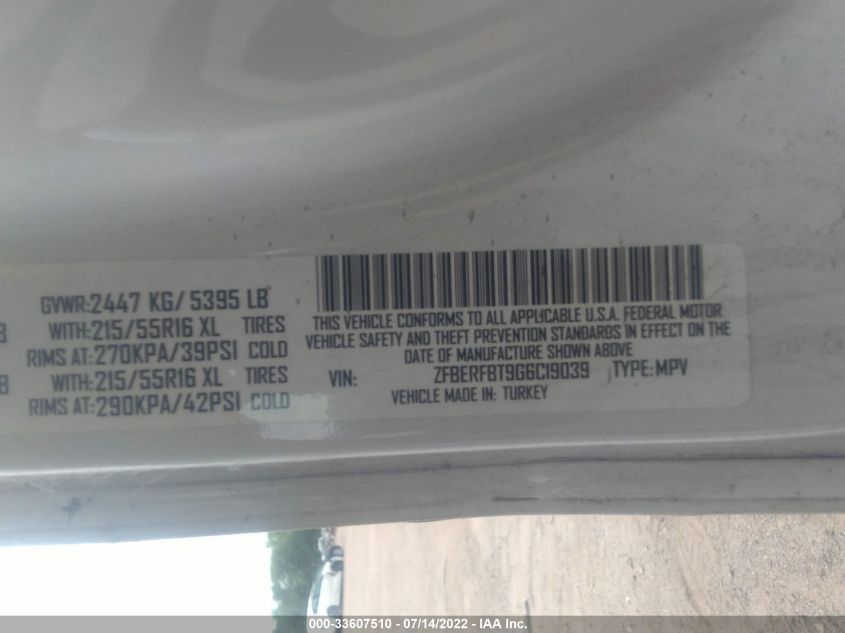 2016 RAM PROMASTER CITY CARGO VAN TRADESMAN SLT ZFBERFBT9G6C19039