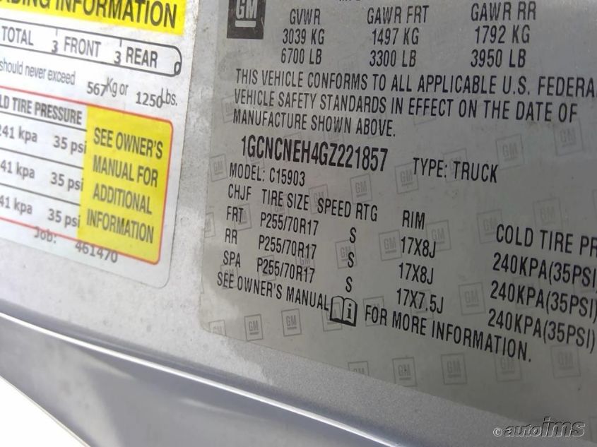2016 CHEVROLET SILVERADO WORK TRUCK 1GCNCNEH4GZ221857