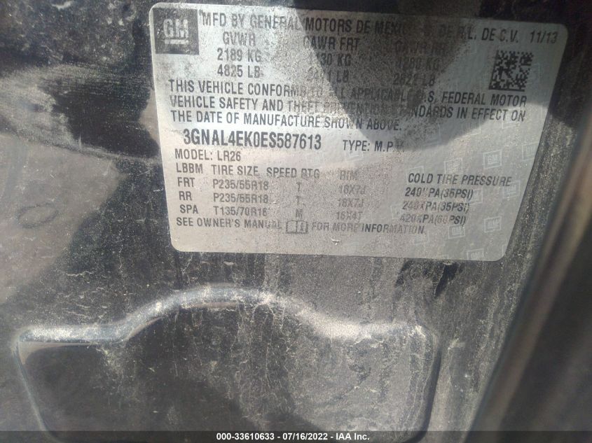 2014 CHEVROLET CAPTIVA SPORT FLEET LTZ 3GNAL4EK0ES587613