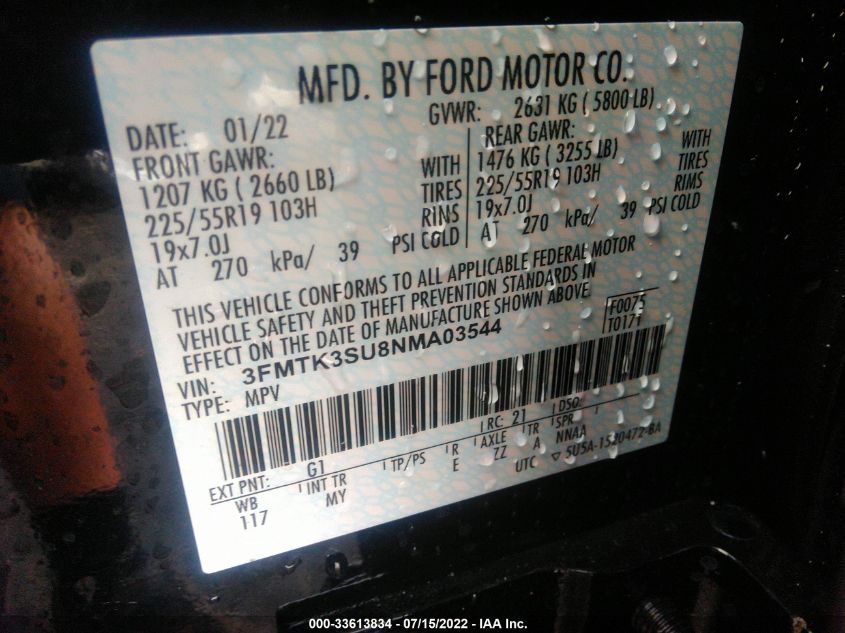 2022 FORD MUSTANG MACH-E PREMIUM 3FMTK3SU8NMA03544