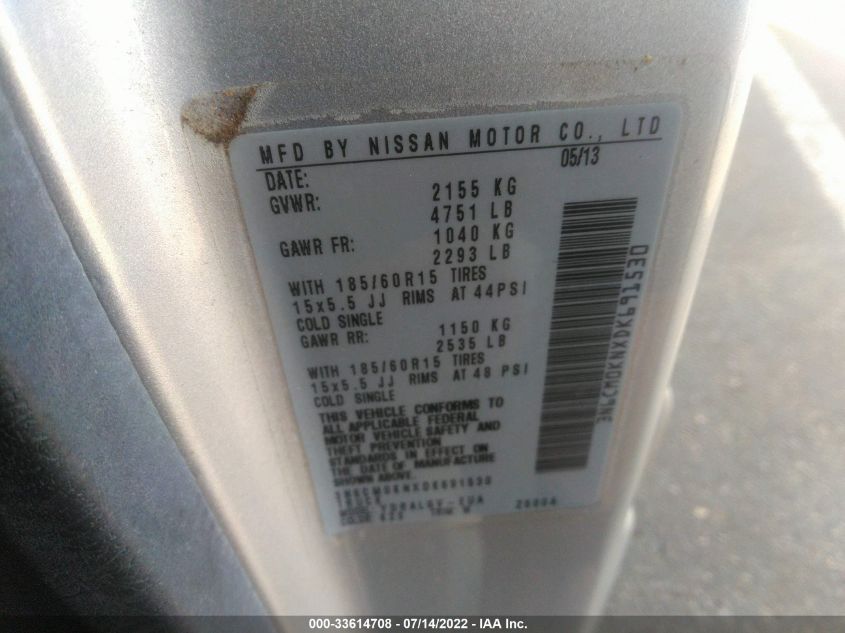 2013 NISSAN NV200 SV 3N6CM0KNXDK691530