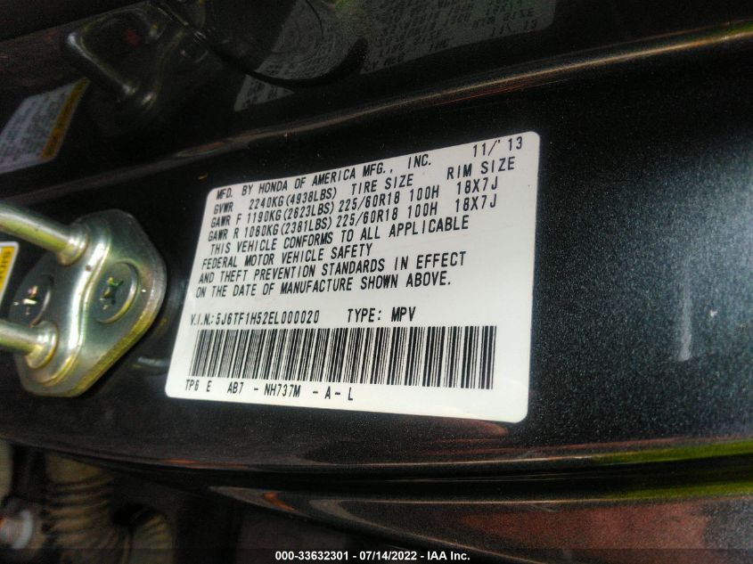 2014 HONDA CROSSTOUR EX-L 5J6TF1H52EL000020