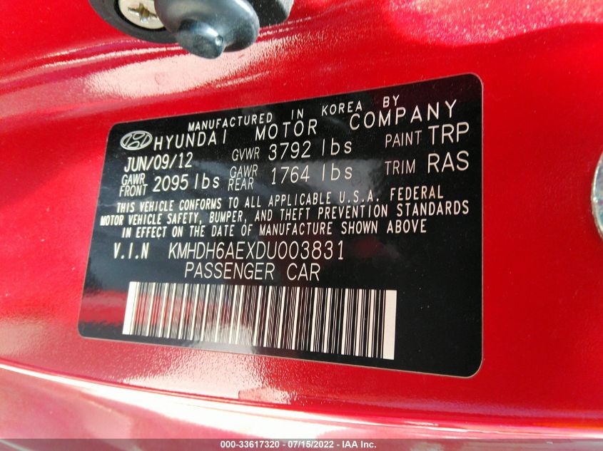2013 HYUNDAI ELANTRA COUPE GS/SE KMHDH6AEXDU003831