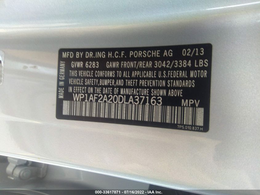 2013 PORSCHE CAYENNE DIESEL WP1AF2A20DLA37163