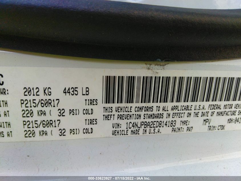 2014 JEEP PATRIOT ALTITUDE 1C4NJPBA2ED814183