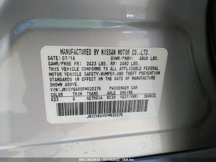 2015 INFINITI Q40 JN1CV6AR5FM520276