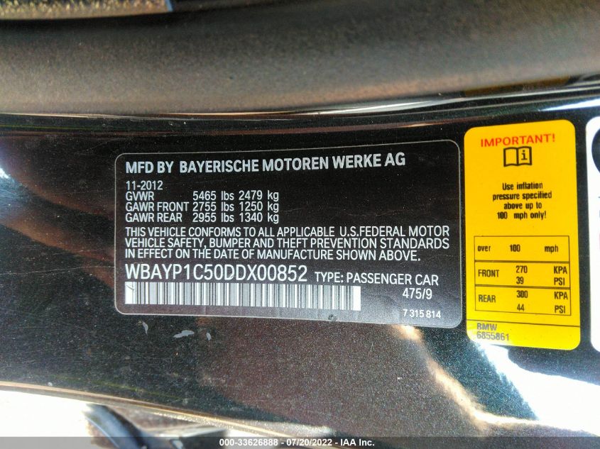 2013 BMW 650 XI WBAYP1C50DDX00852