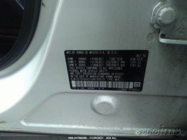 2016 HONDA HR-V LX 3CZRU6H31GM758525