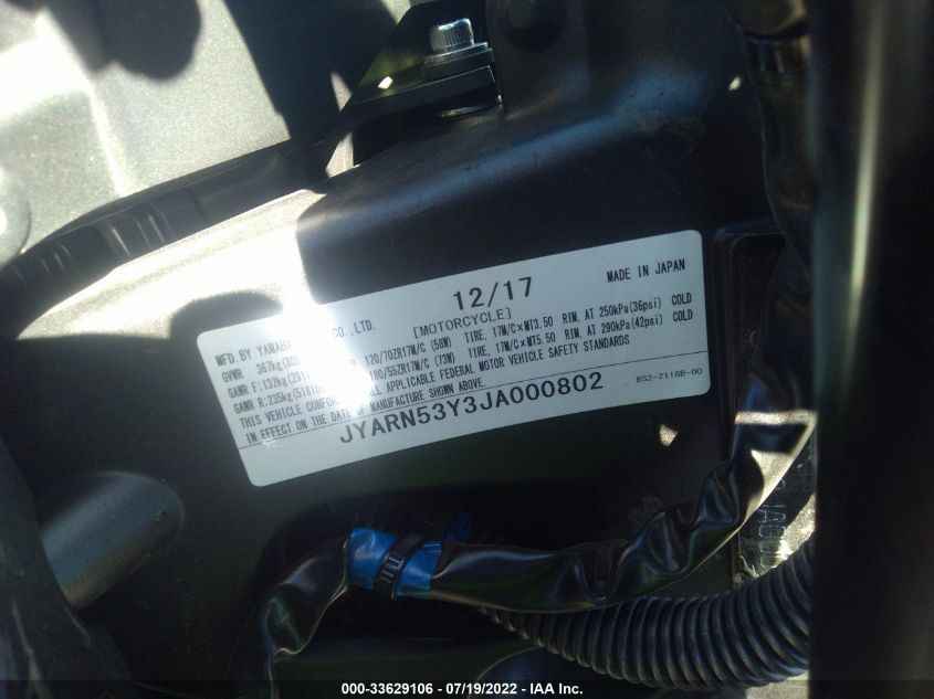 2018 YAMAHA MT09 C JYARN53Y3JA000802