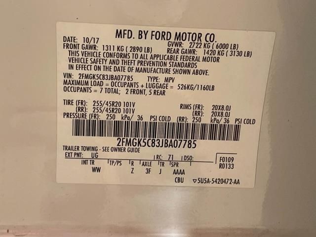 2018 FORD FLEX SEL 2FMGK5C83JBA07785