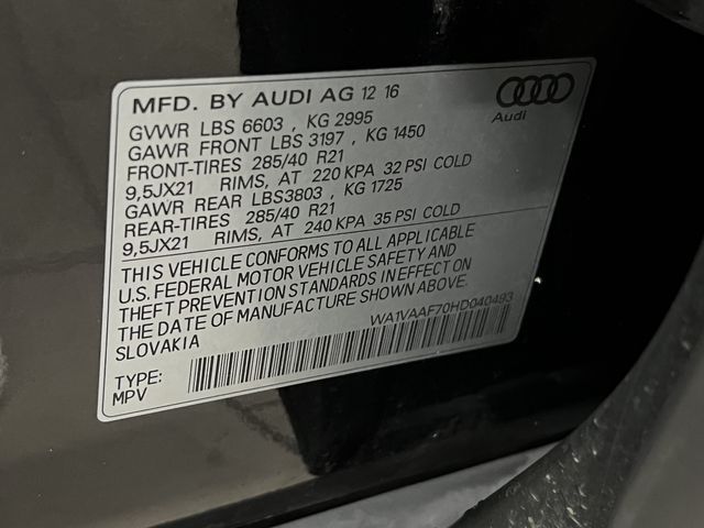 2017 AUDI Q7 PRESTIGE WA1VAAF70HD040493