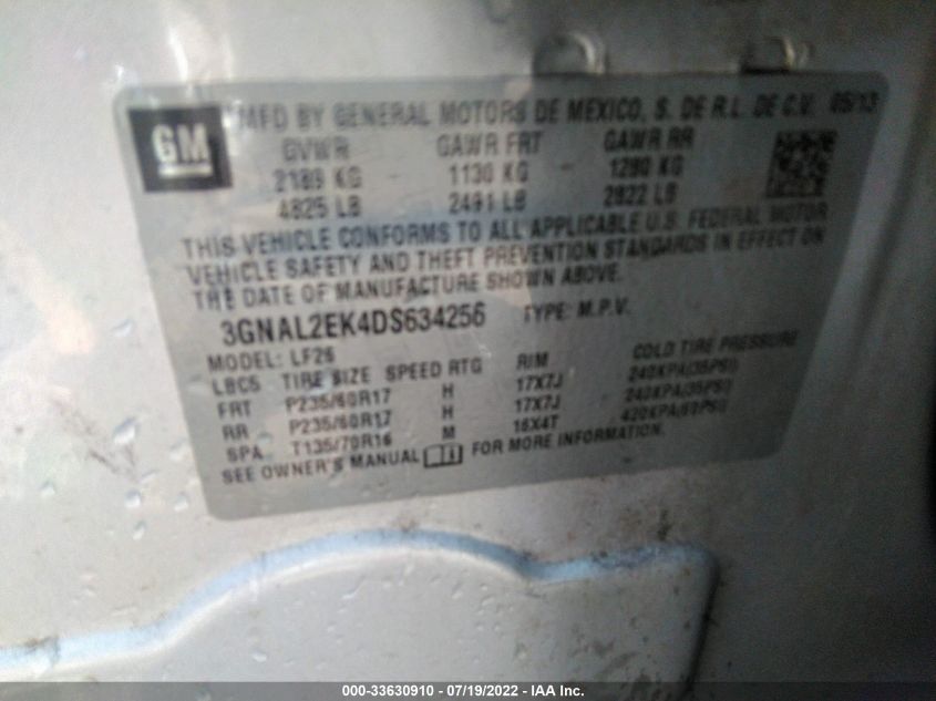 2013 CHEVROLET CAPTIVA SPORT FLEET LS 3GNAL2EK4DS634256