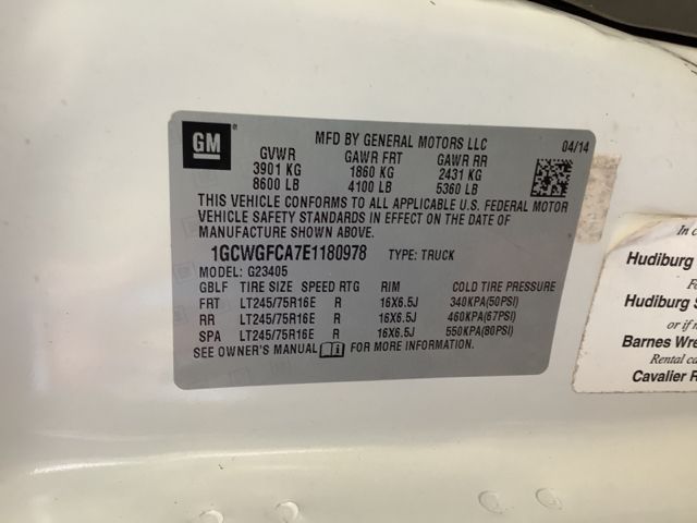 2014 CHEVROLET EXPRESS G2500 1GCWGFCA7E1180978