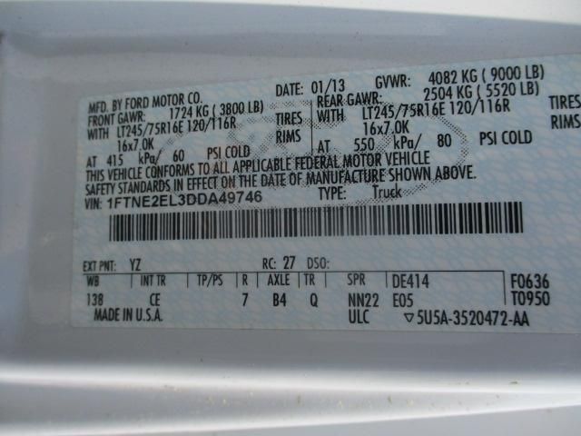 2013 FORD ECONOLINE COMMERCIAL/RECREATIONAL 1FTNE2EL3DDA49746