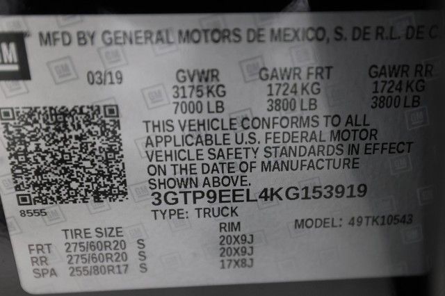 2019 GMC SIERRA K1500 AT4 3GTP9EEL4KG153919