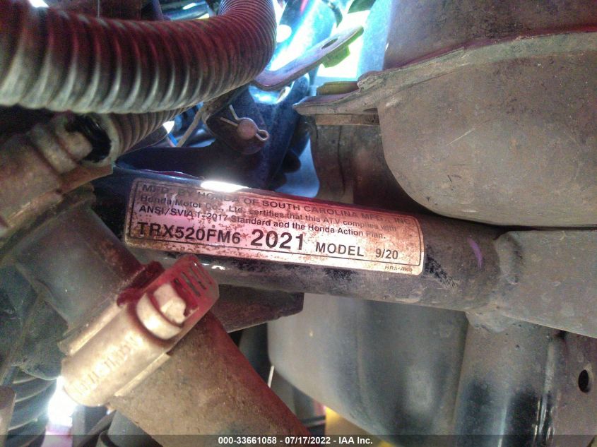 2021 HONDA TRX520 FM 1HFTE4569M4600295