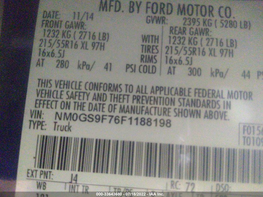 2015 FORD TRANSIT CONNECT WAGON XLT NM0GS9F76F1188198