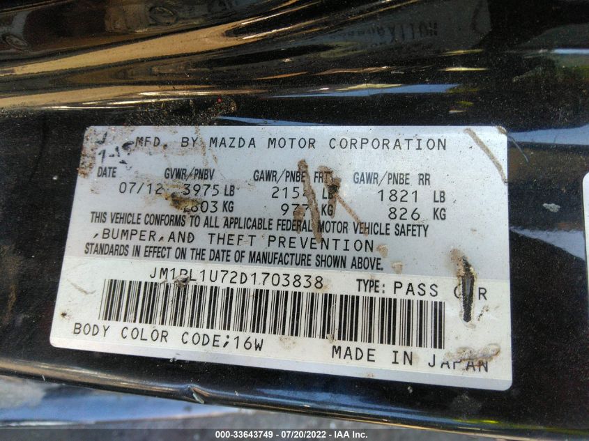 2013 MAZDA 3 I JM1BL1U72D1703838