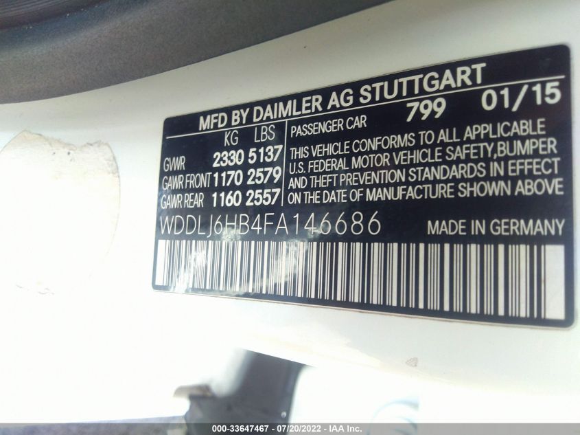2015 MERCEDES-BENZ CLS 400 4MATIC WDDLJ6HB4FA146686