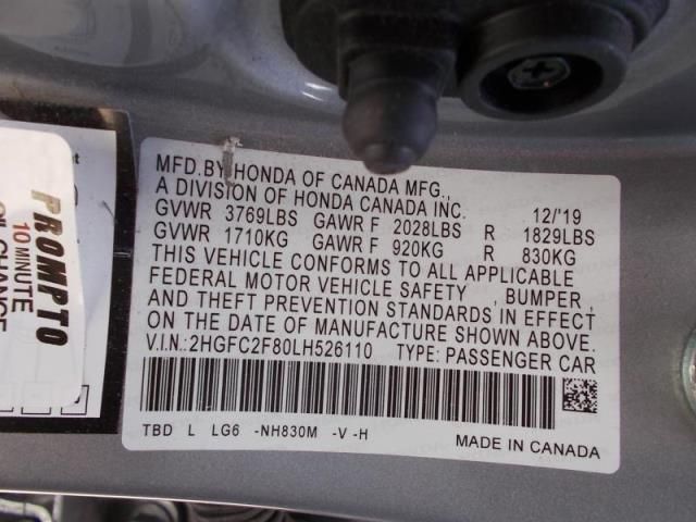 2020 HONDA CIVIC SPORT 2HGFC2F80LH526110