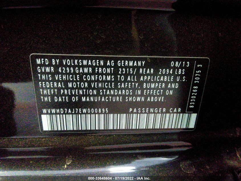 2014 VOLKSWAGEN GTI WOLFSBURG WVWHD7AJ7EW000895