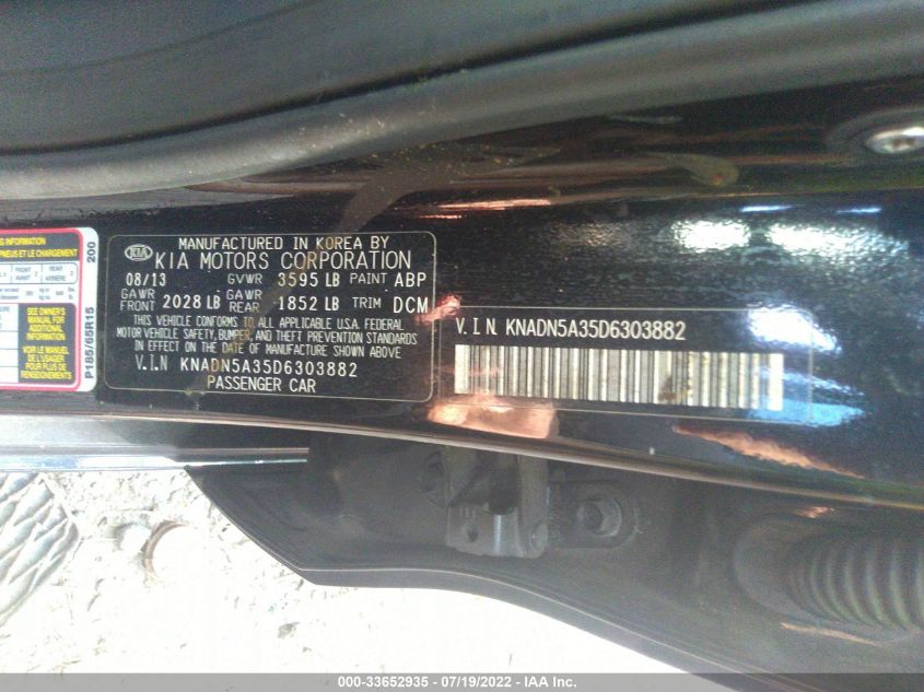 2013 KIA RIO EX KNADN5A35D6303882