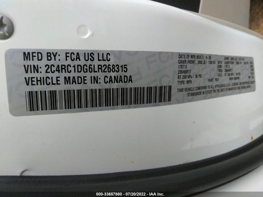 2020 CHRYSLER VOYAGER LXI 2C4RC1DG6LR268315