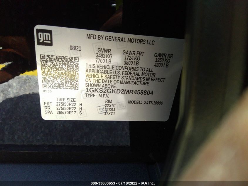 2021 GMC YUKON XL SLT 1GKS2GKD2MR458804