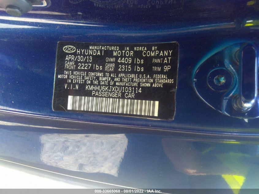 2013 HYUNDAI GENESIS COUPE 3.8 GRAND TOURING KMHHU6KJXDU103114