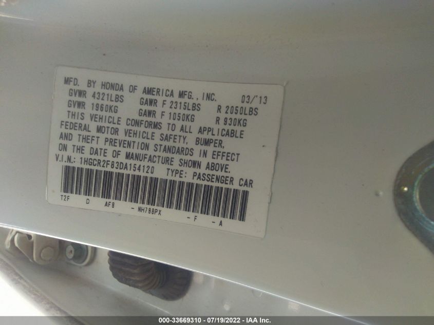 2013 HONDA ACCORD SDN EX-L 1HGCR2F83DA154120