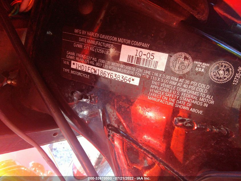 2006 HARLEY-DAVIDSON FLHTCUI 1HD1FCW186Y638364