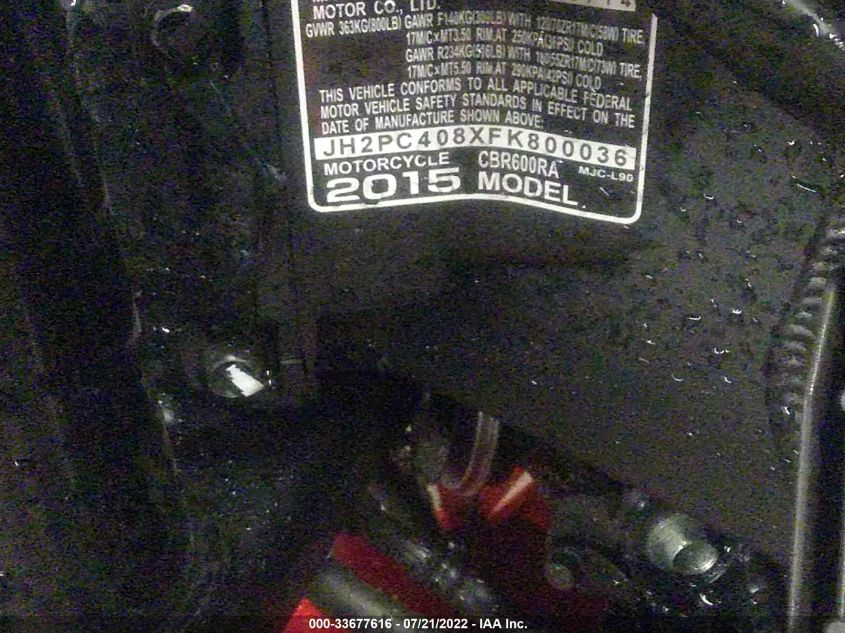 2015 HONDA CBR600 RA JH2PC408XFK800036