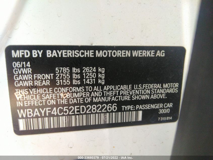 2014 BMW 7 SERIES 740LI XDRIVE WBAYF4C52ED282266