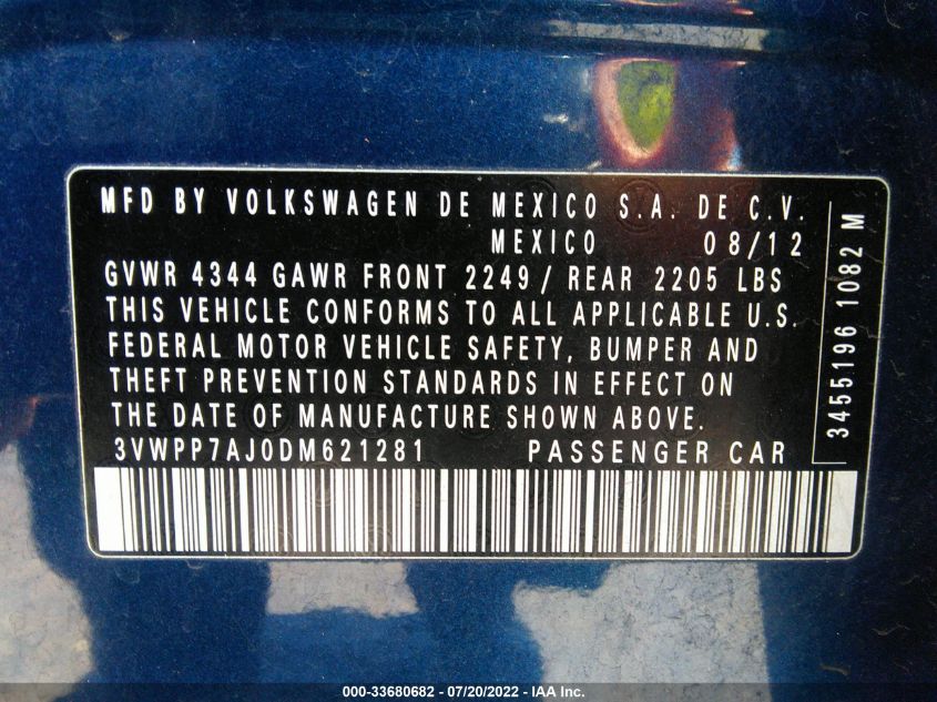 2013 VOLKSWAGEN JETTA SPORTWAGEN S 3VWPP7AJ0DM621281