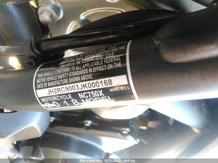 2018 HONDA NC750 X JH2RC9003JK000168