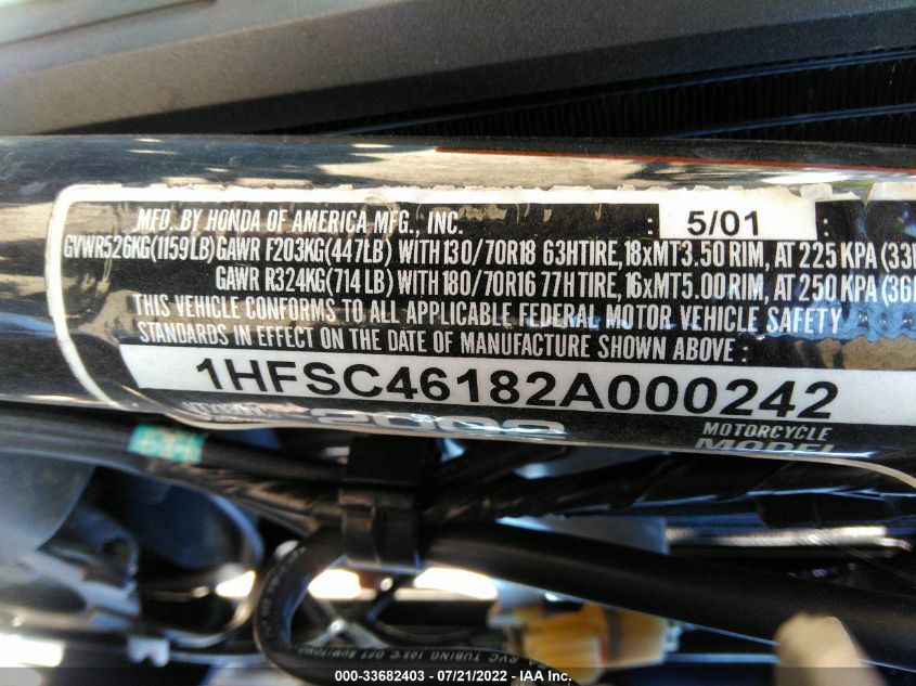 2002 HONDA VTX1800 C 1HFSC46182A000242