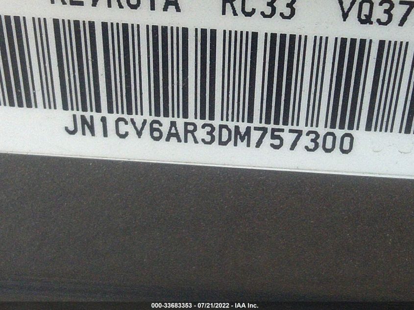 2013 INFINITI G37X - JN1CV6AR3DM757300