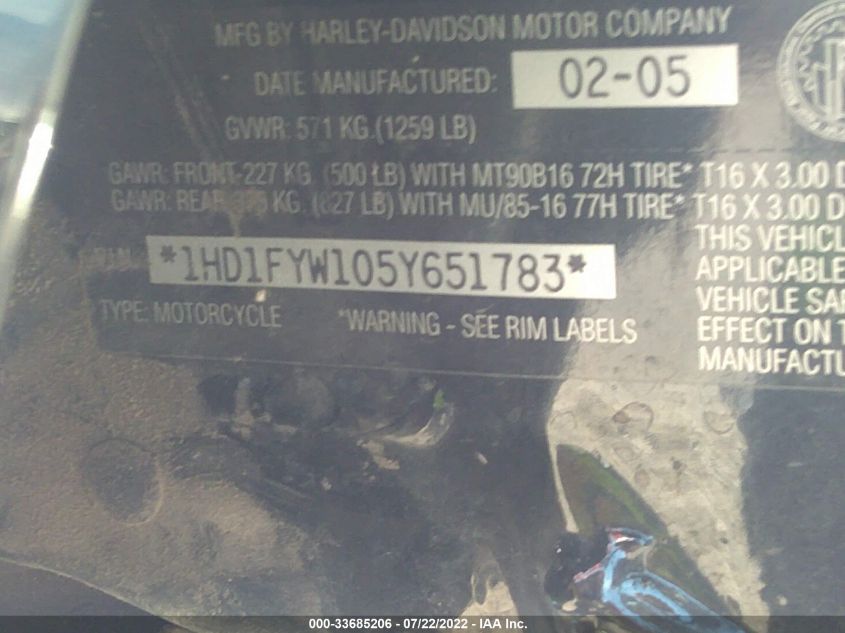 2005 HARLEY-DAVIDSON FLHRSI 1HD1FYW105Y651783
