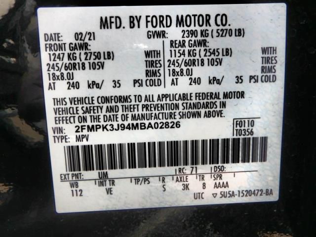 2FMPK3J94MBA02826 2021 FORD EDGE, photo no. 6